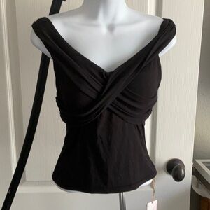 OGL Black Draped Tank Top